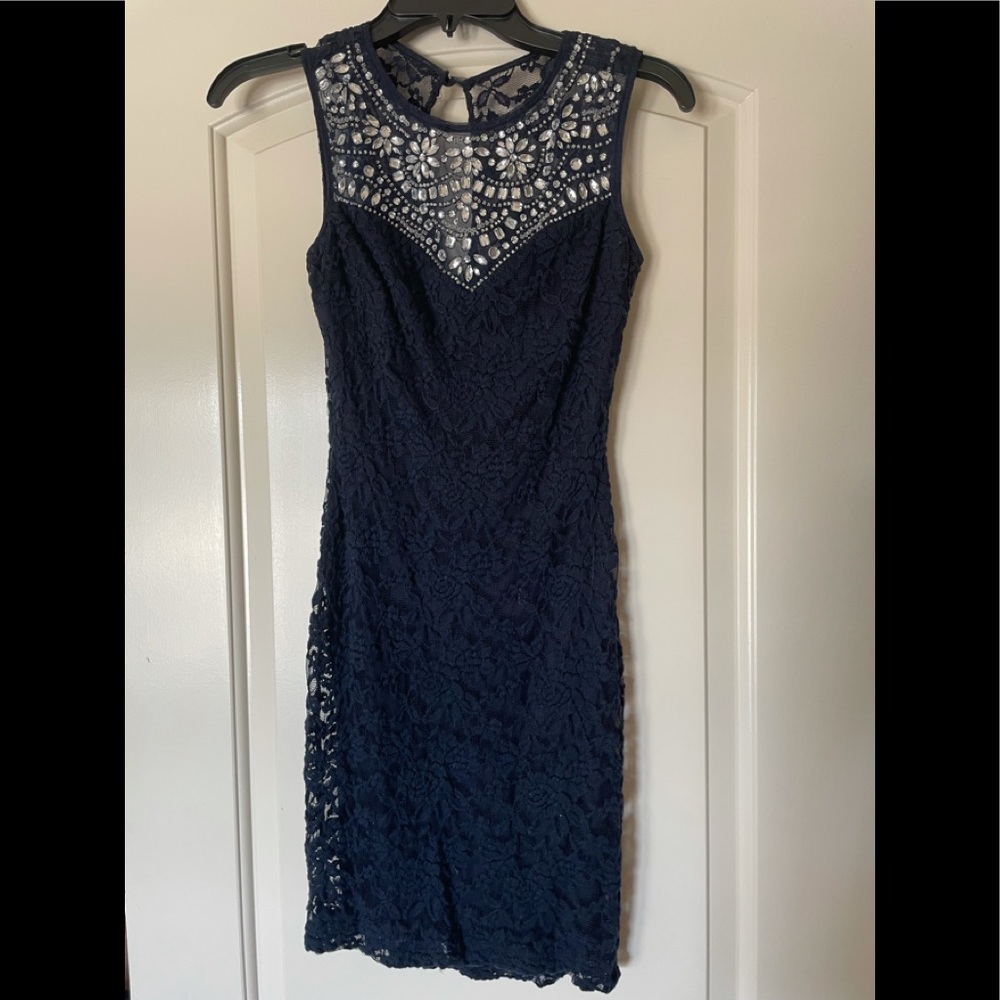 Navy Sequent Homecoming dress
